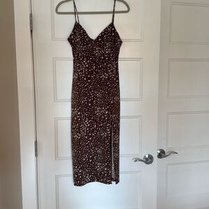 Windsor Brown and White Patterned Midi Dress